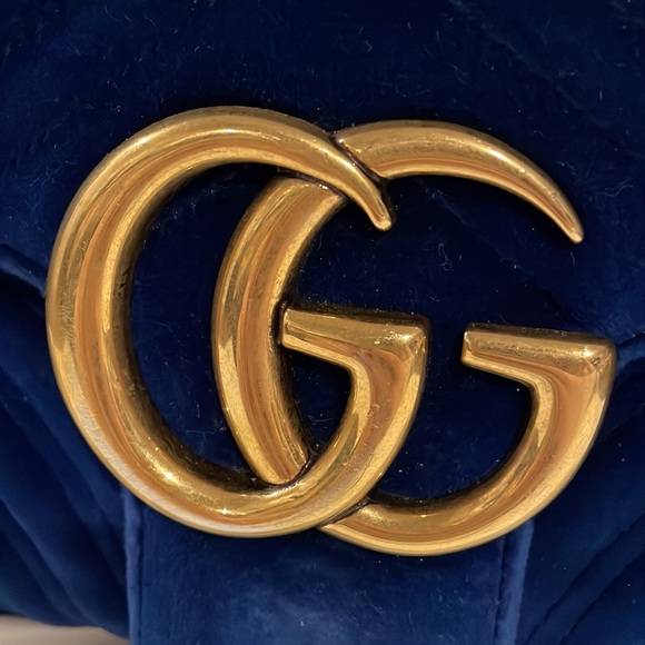 Authentic blue velvet medium Gucci Marmont - Picture 2 of 14